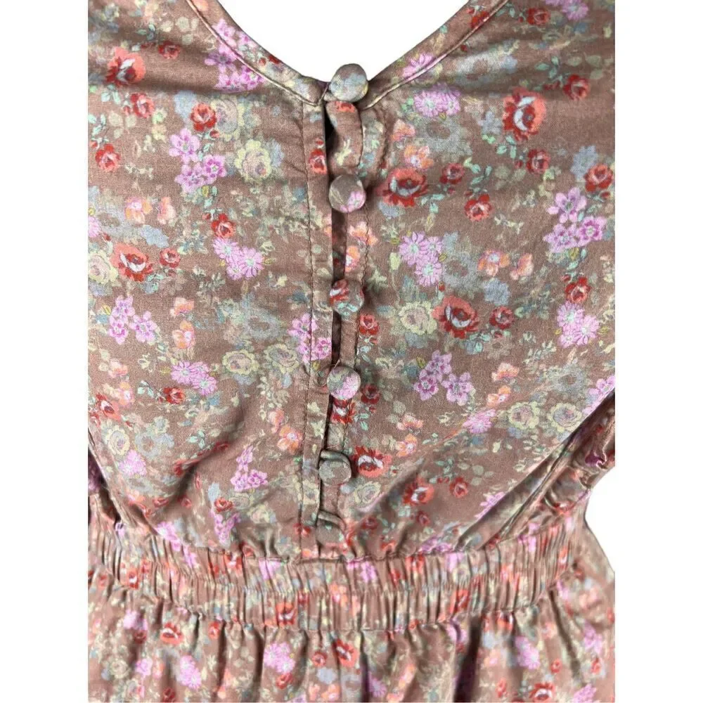 Loveshackfancy Roth mini warm taupe sienna floral ruffle  XL